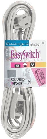 CCI 359W Extension Cord, 16 AWG Cable, 15 ft L, 10 A, 125 V, White